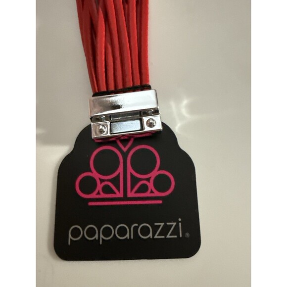 Paparazzi Fearlessly Layard Red Urban Bracelet - Multi-strand Rhine  Magnetic - Picture 3 of 5